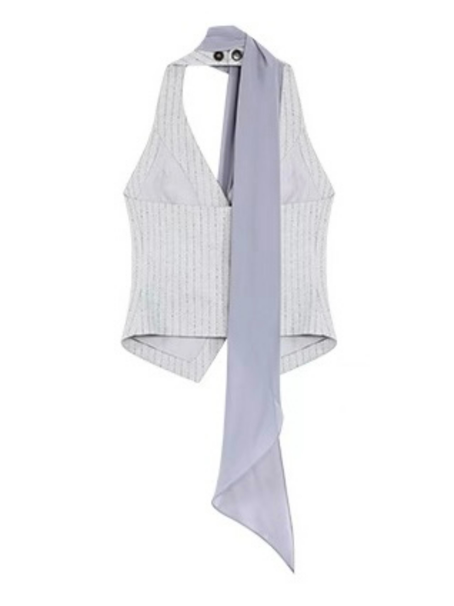 Wylda Pinstripe Halter Waistcoat with Scarf