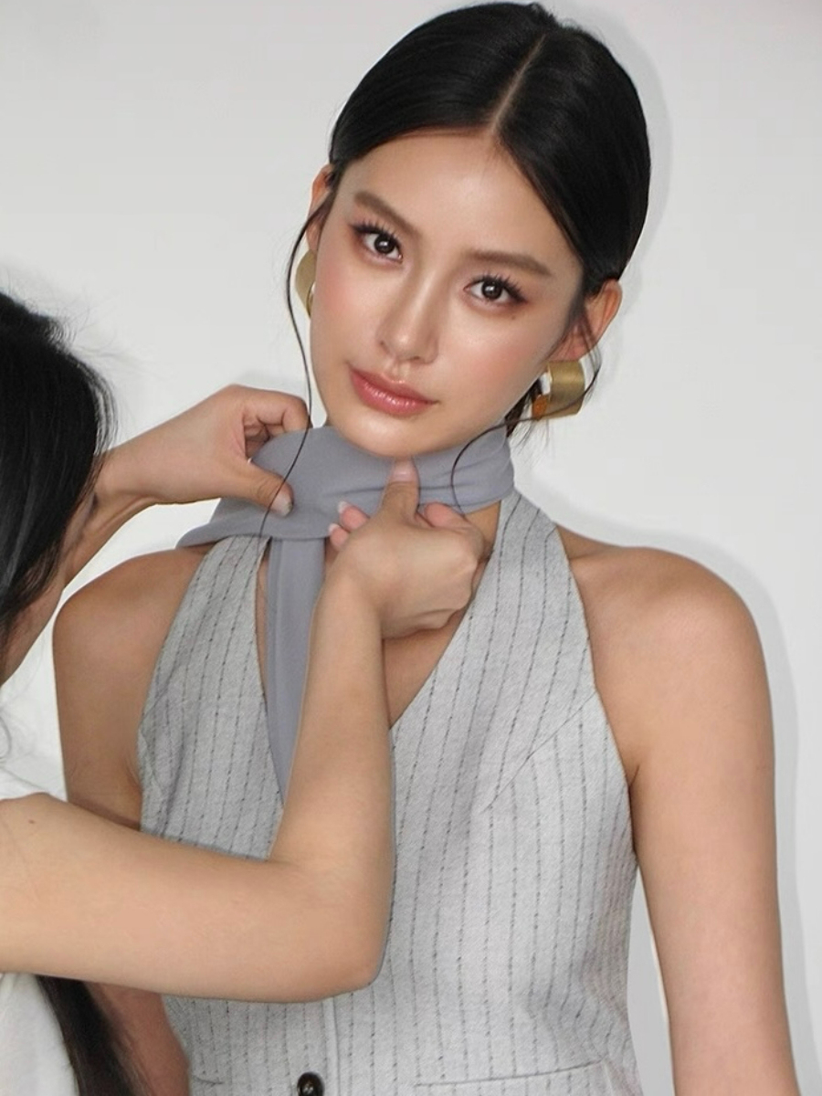 Wylda Pinstripe Halter Waistcoat with Scarf