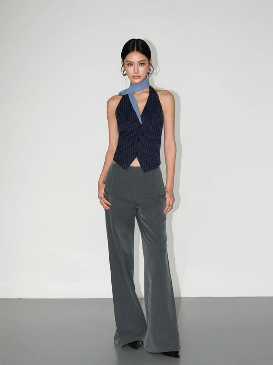 Wylda Pinstripe Halter Waistcoat with Scarf