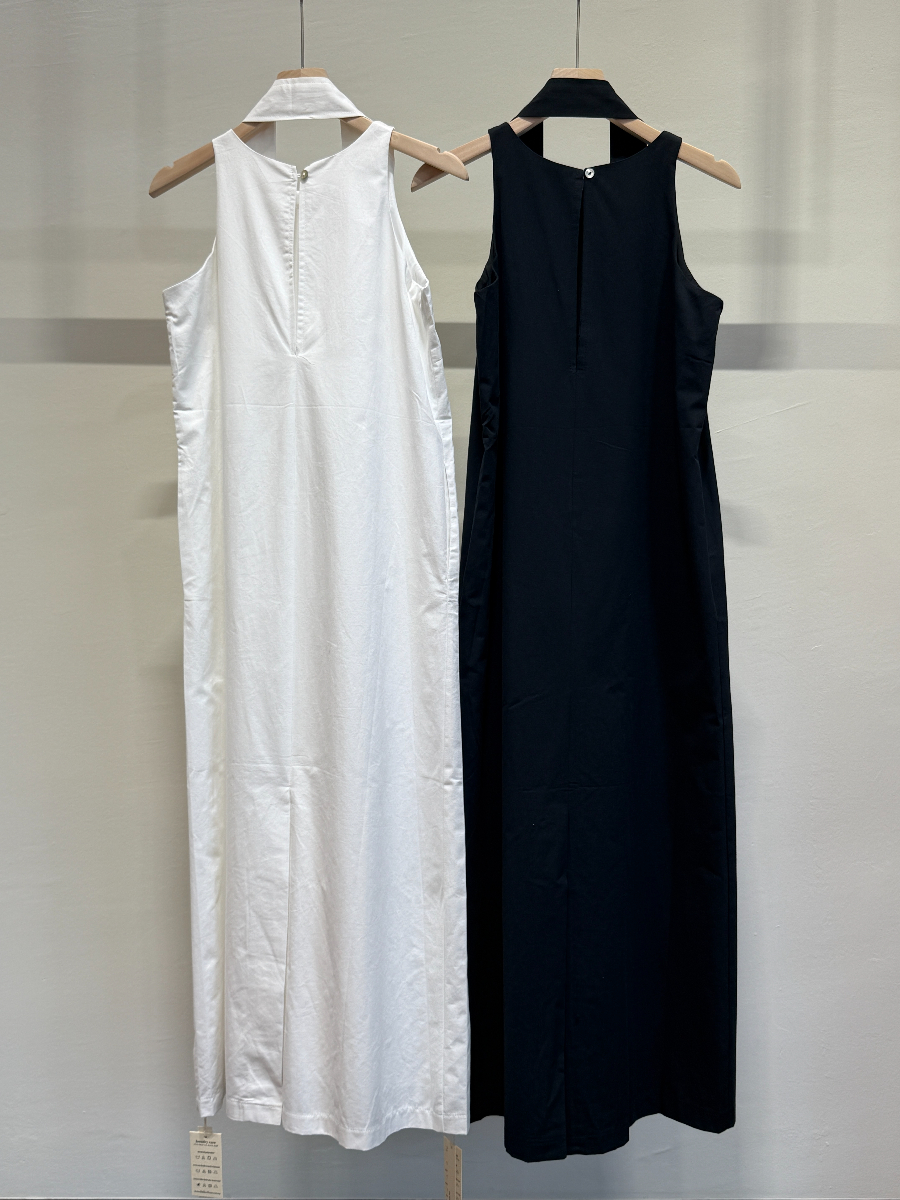 Chauffy Shoulder Cut Column Dress with Tie (DR104)