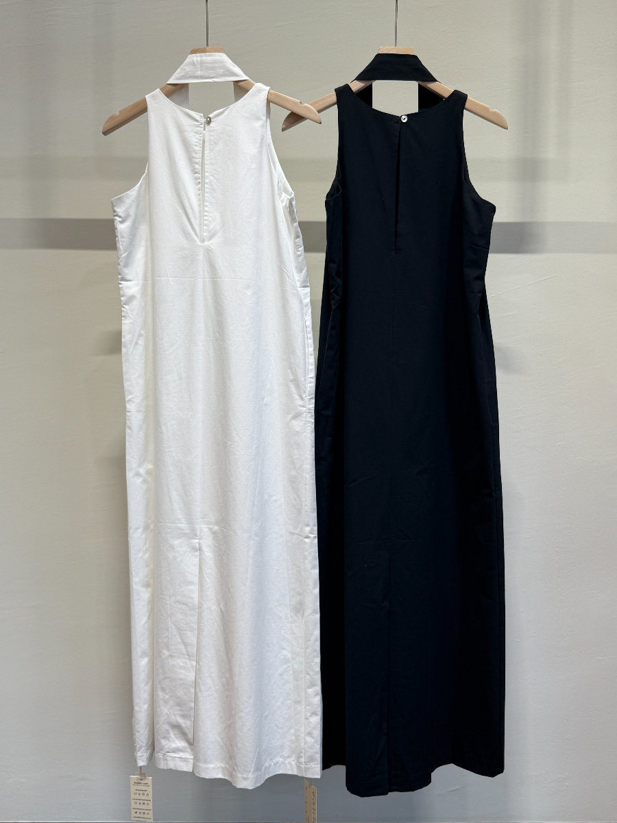 Chauffy Shoulder Cut Column Dress with Tie (DR104)