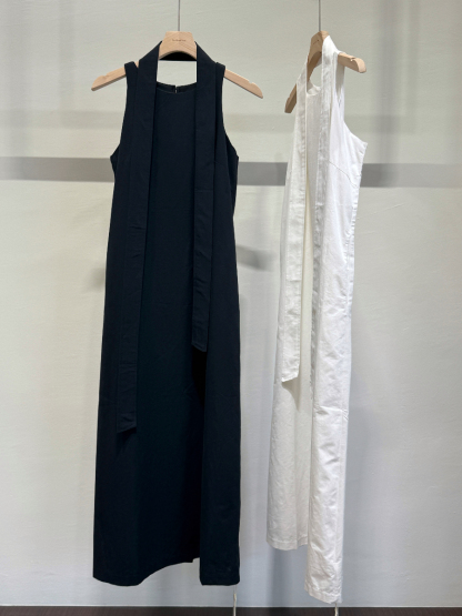 Chauffy Shoulder Cut Column Dress with Tie (DR104)