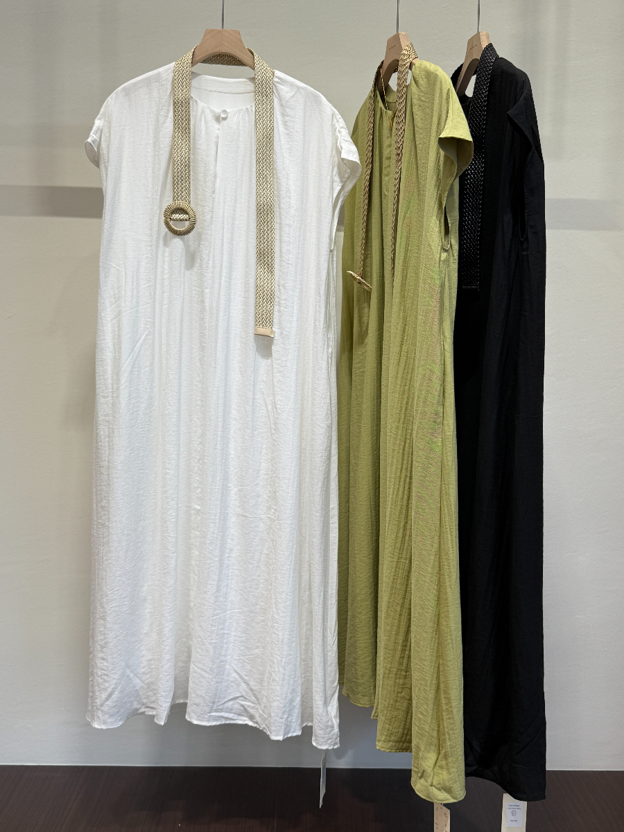 Chinny Crew Neck Column Dress With Belt (DR107)