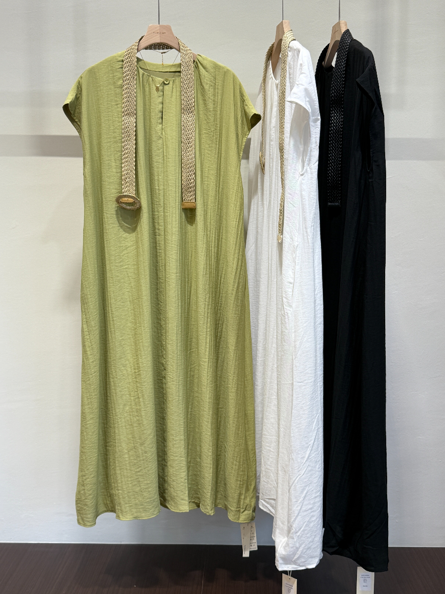 Chinny Crew Neck Column Dress With Belt (DR107)