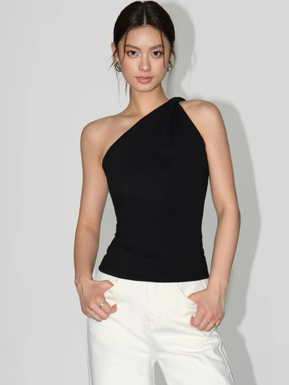 Wyster One Shoulder Knit Top