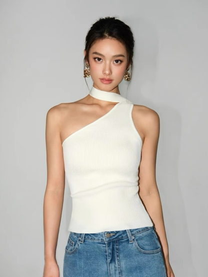Waltina Asymmetric Choker Top
