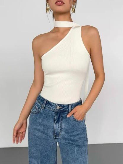 Waltina Asymmetric Choker Top