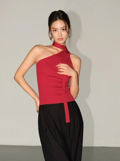 Waltina Asymmetric Choker Top