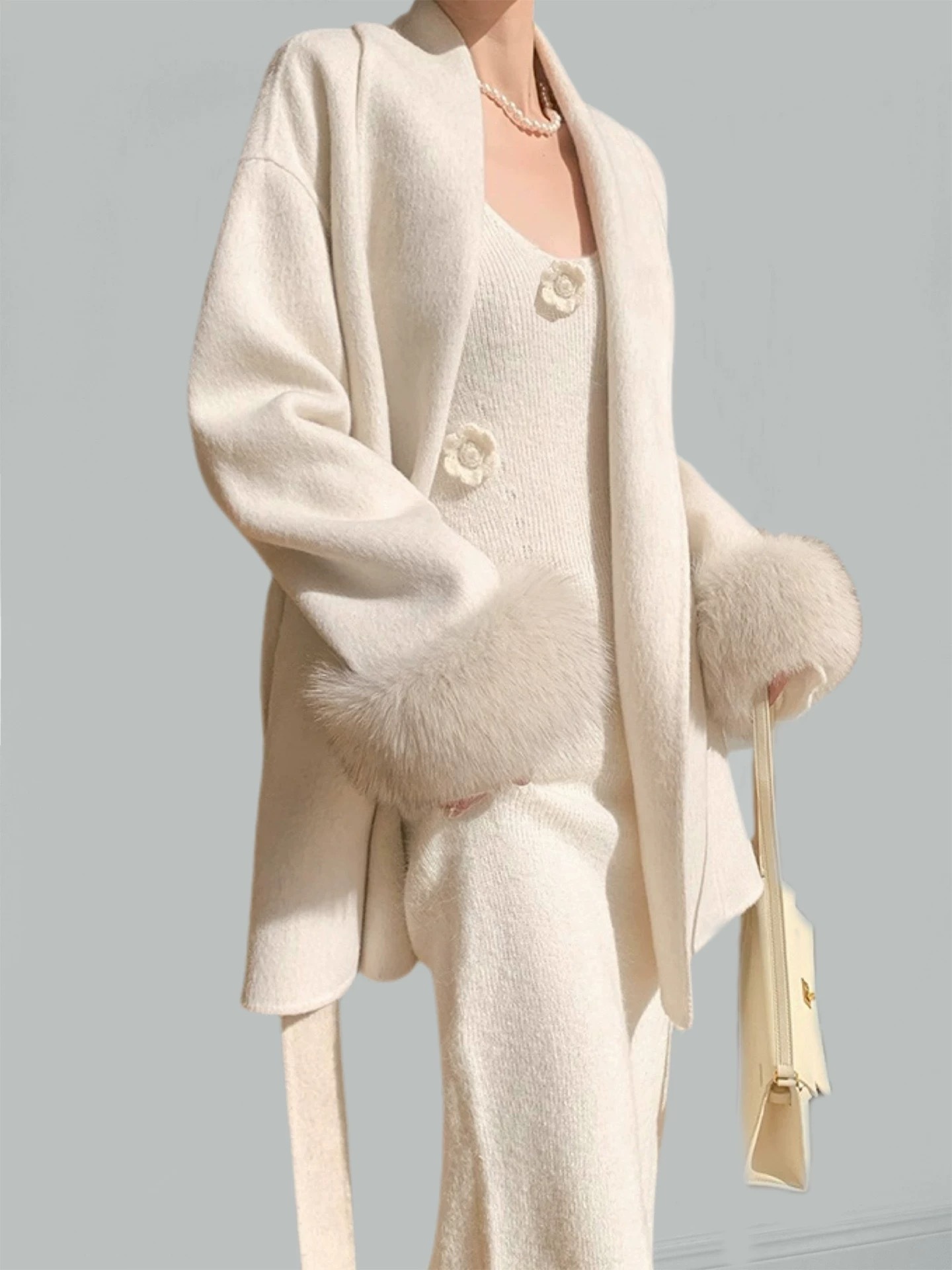 Yancy 3D Floral Trumpet Sleeve Knit Dress