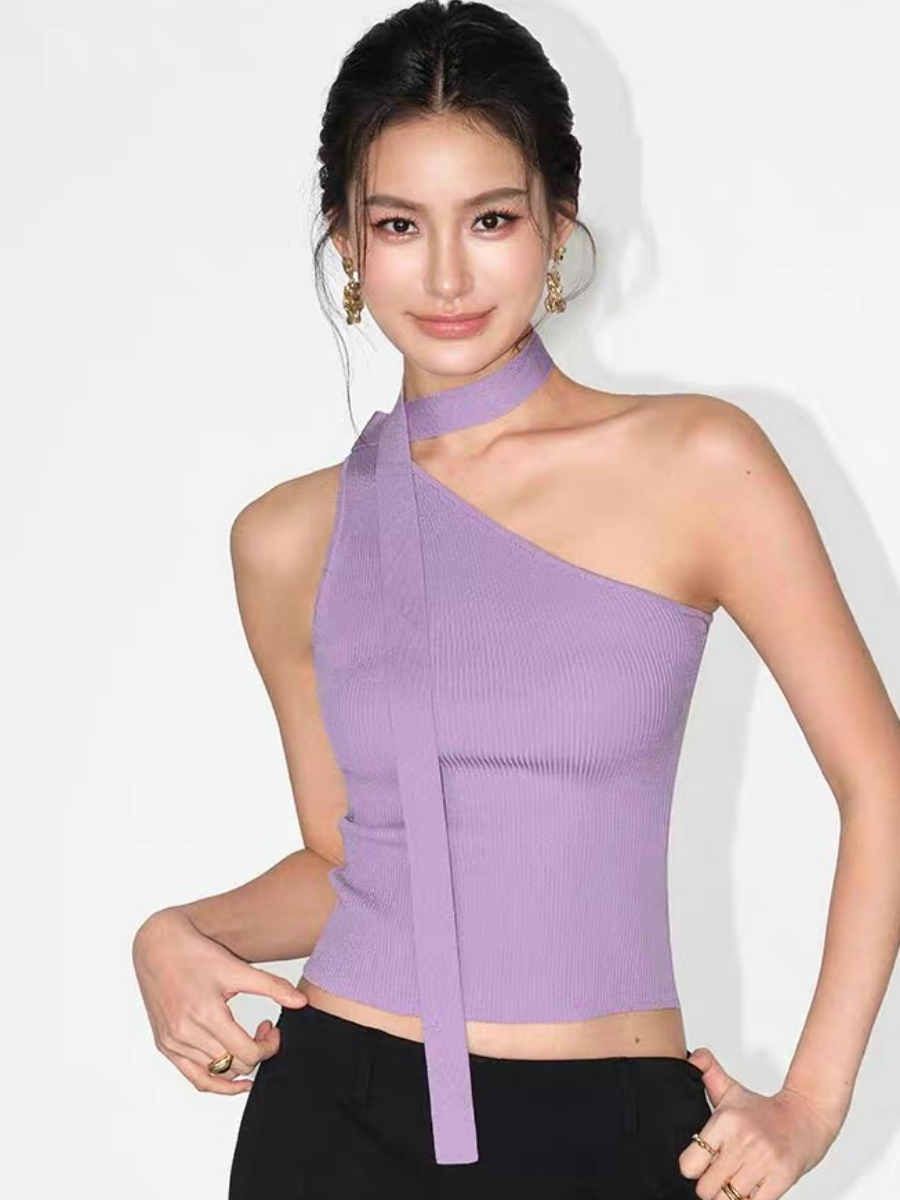 Waltina Asymmetric Choker Top
