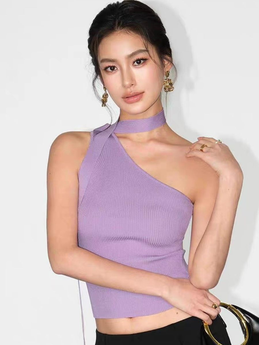 Waltina Asymmetric Choker Top