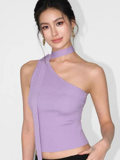 Waltina Asymmetric Choker Top