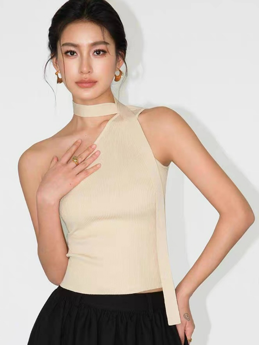 Waltina Asymmetric Choker Top