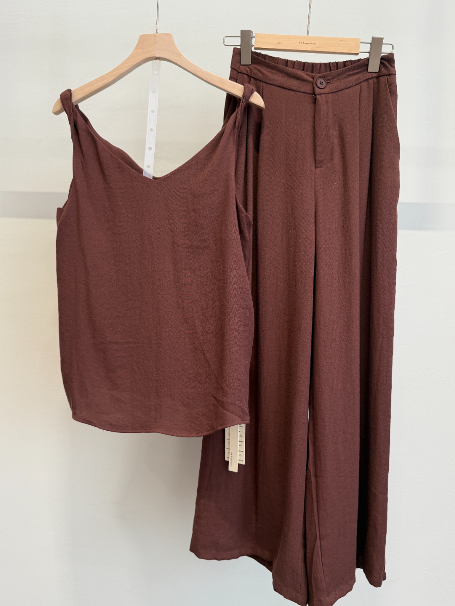 Charter Shoulder Twist Knot Top & Pants Set (PTS102)