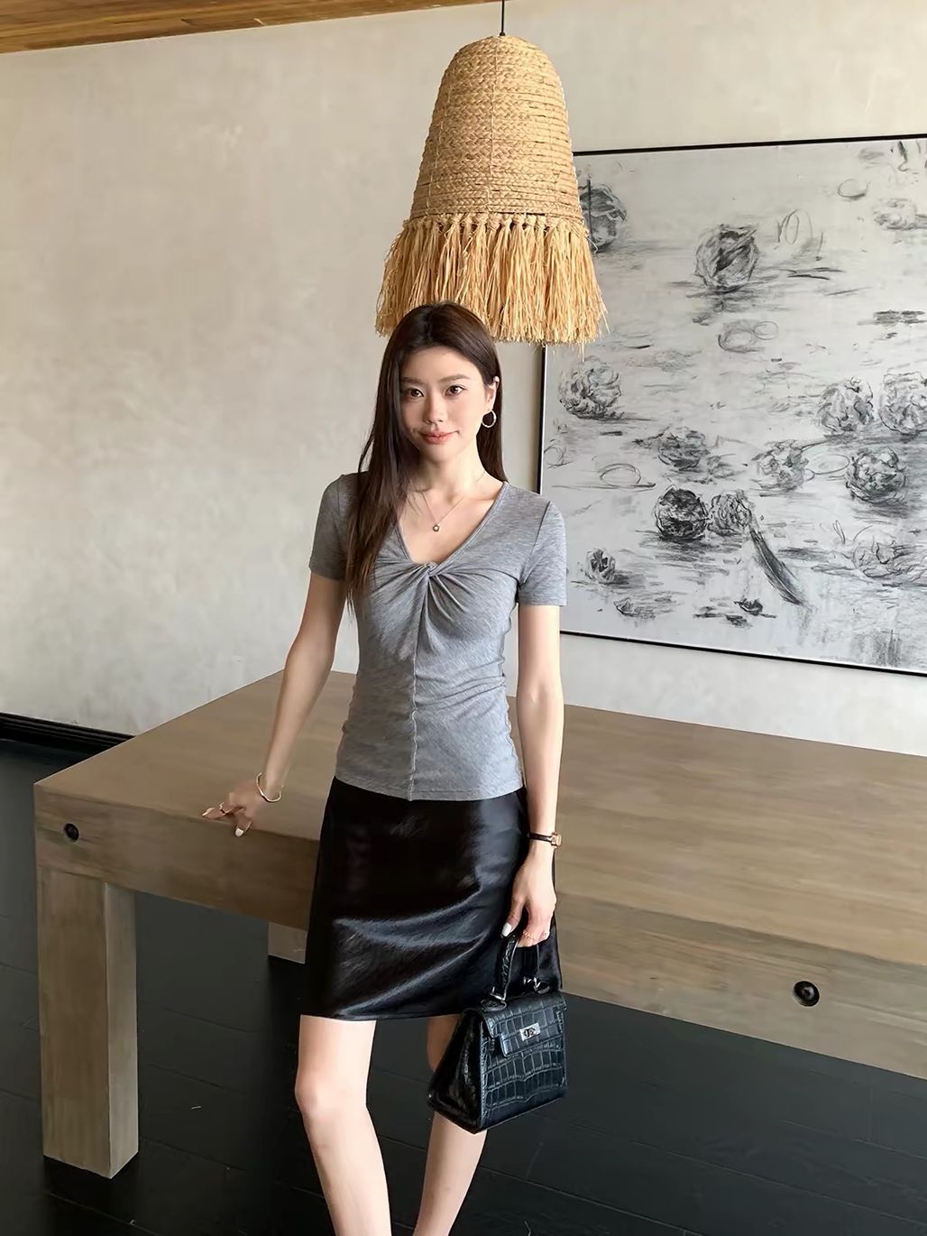 Derry Textured Satin Skirt