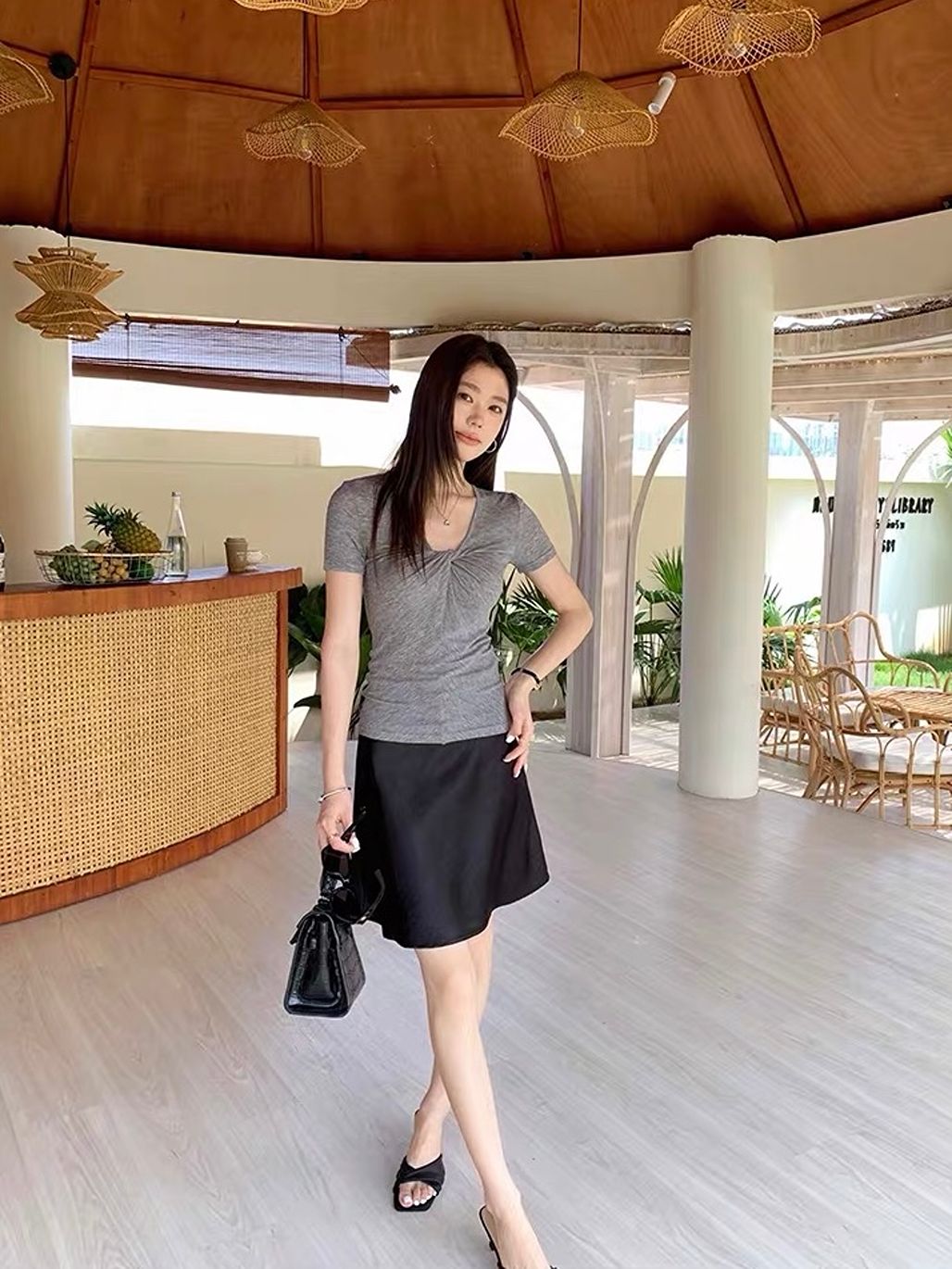 Derry Textured Satin Skirt