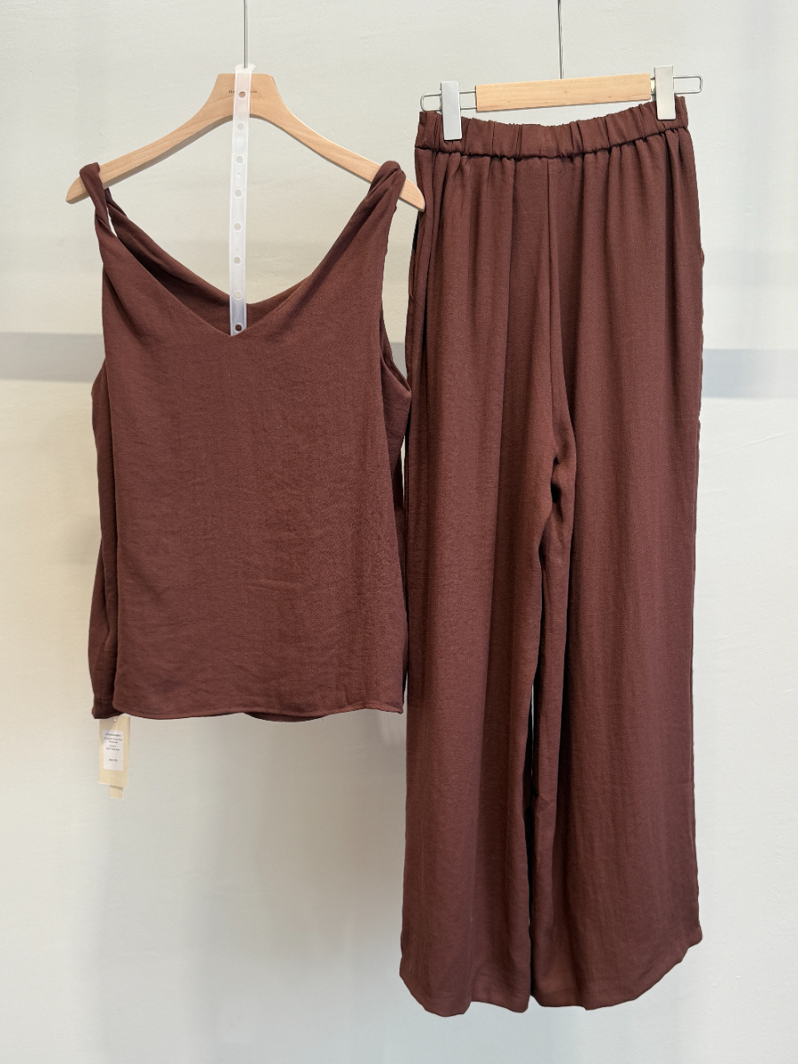Charter Shoulder Twist Knot Top & Pants Set (PTS102)