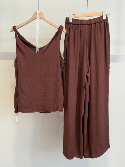 Charter Shoulder Twist Knot Top & Pants Set (PTS102)