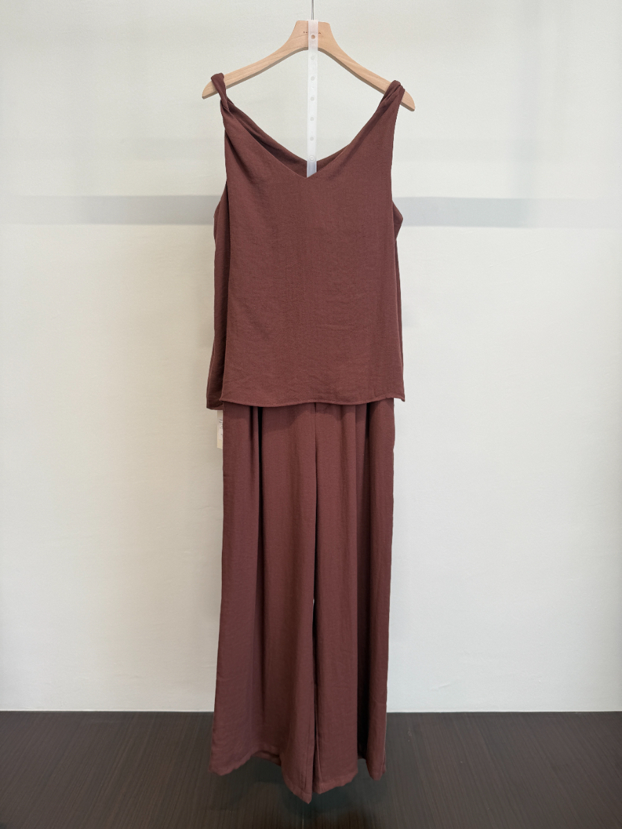 Charter Shoulder Twist Knot Top & Pants Set (PTS102)