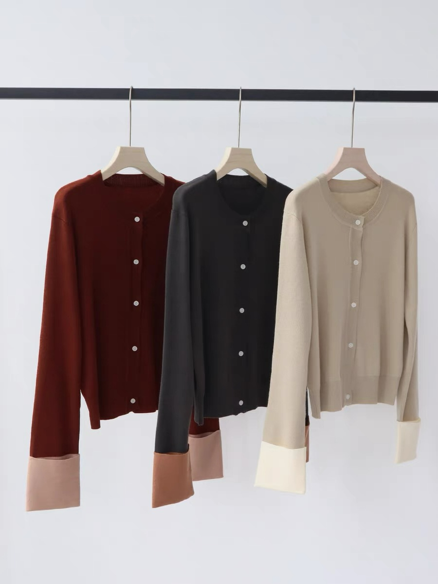 Emery Color Binding Sleeve Cardigan-The Black Bow-