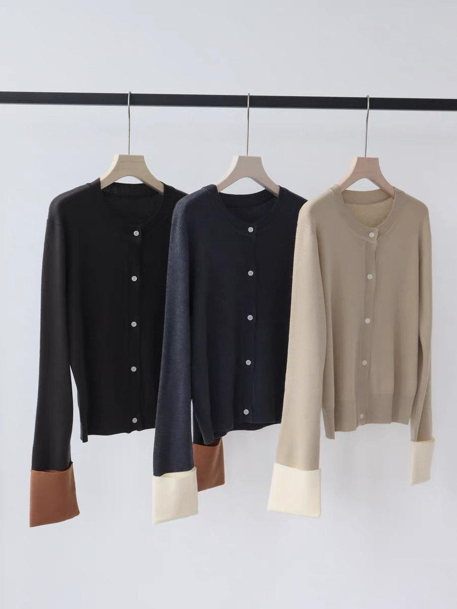 Emery Color Binding Sleeve Cardigan-The Black Bow-