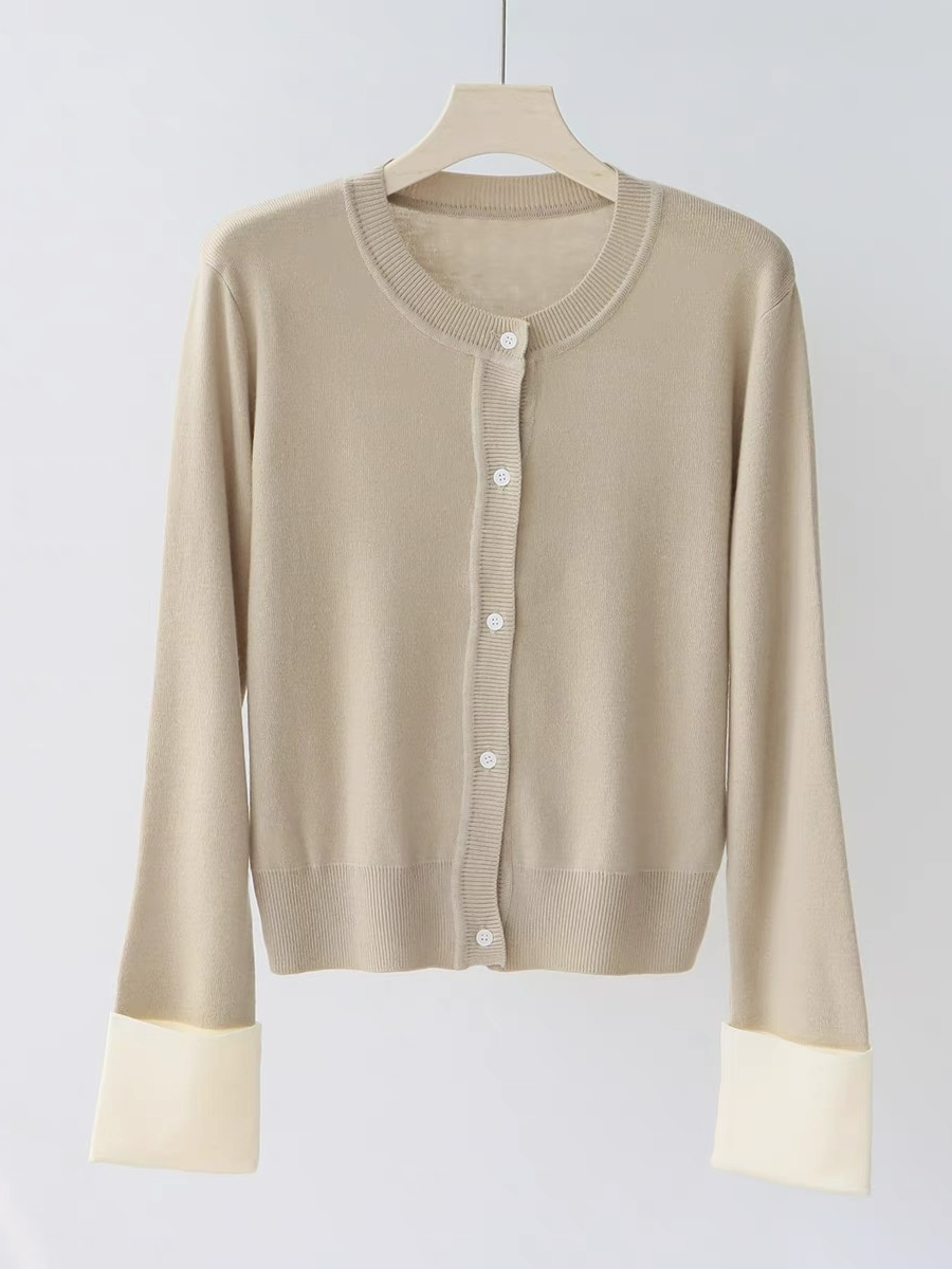 Emery Color Binding Sleeve Cardigan-The Black Bow-