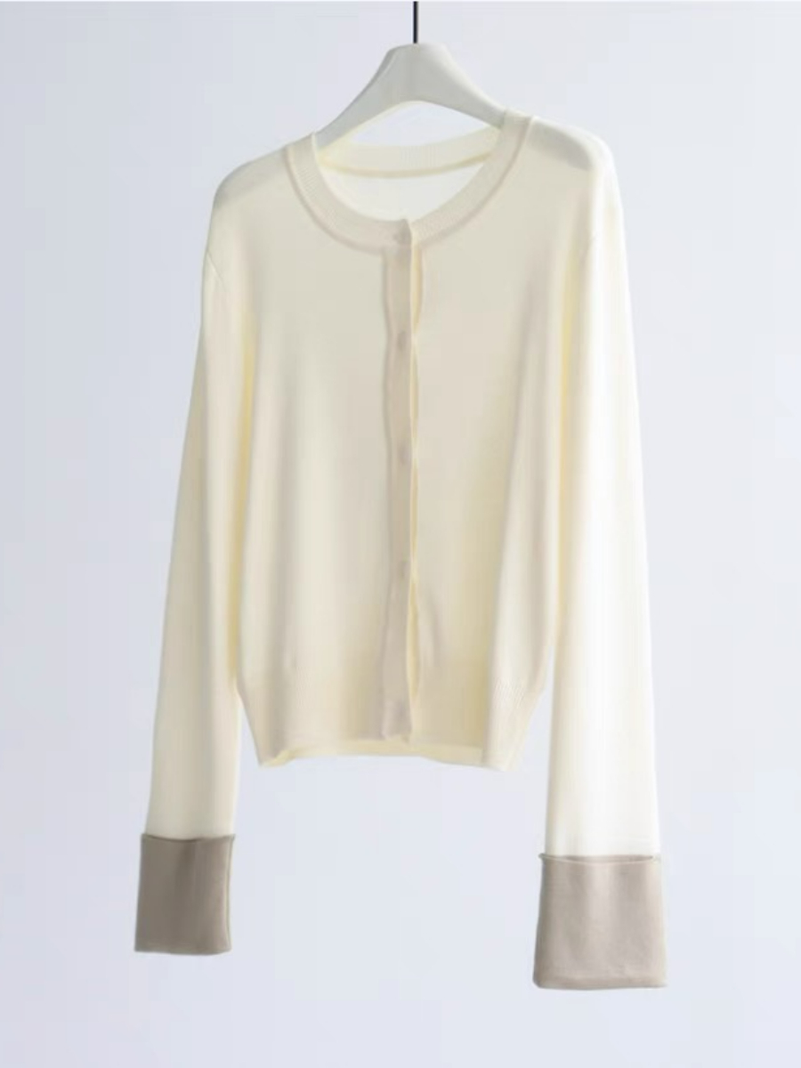 Emery Color Binding Sleeve Cardigan-The Black Bow-