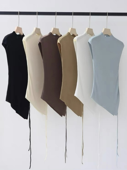 Ellie High Neck Side Ruched Back Button Knit Top-The Black Bow-