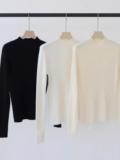 Emily High Neck Long Sleve Knit Top-The Black Bow-