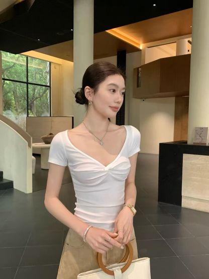 Devorah Two-Way Off-Shoulder Twist-Front Fitted Top