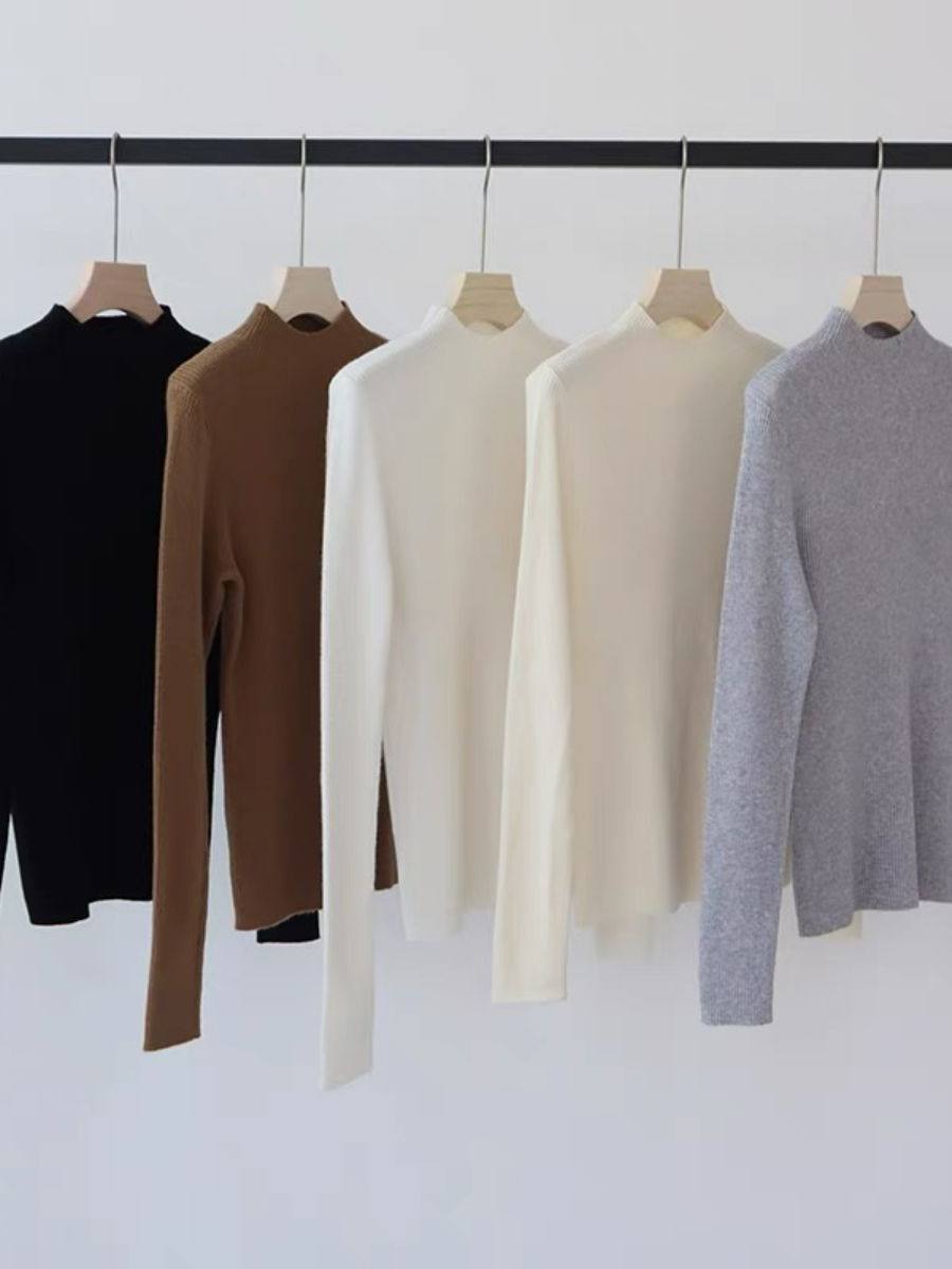 Emily High Neck Long Sleve Knit Top-The Black Bow-