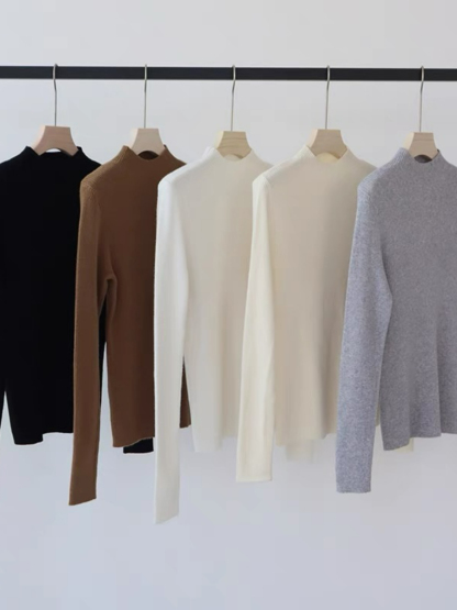 Emily High Neck Long Sleve Knit Top-The Black Bow-