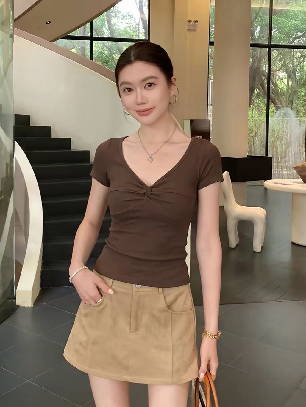 Devorah Two-Way Off-Shoulder Twist-Front Fitted Top