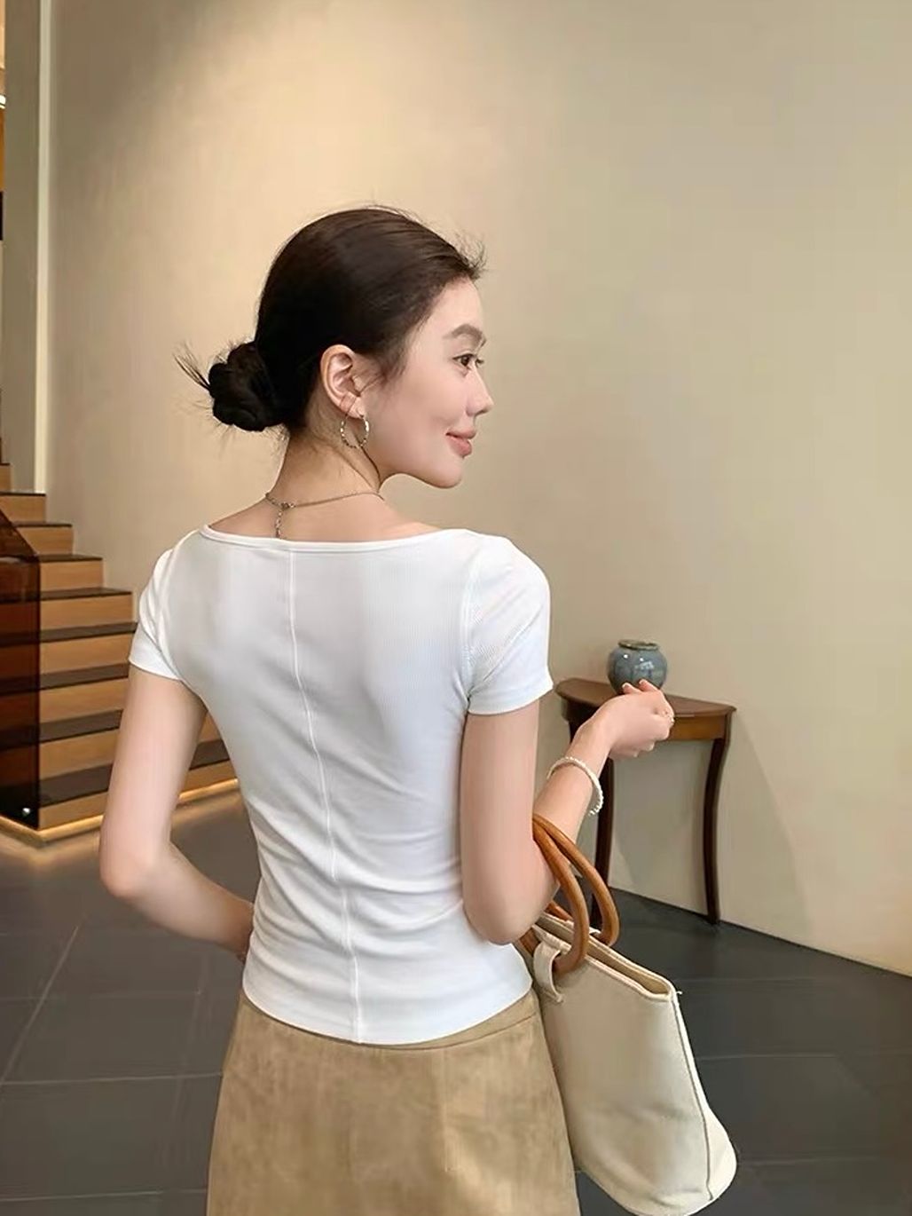 Devorah Two-Way Off-Shoulder Twist-Front Fitted Top