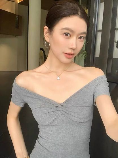 Devorah Two-Way Off-Shoulder Twist-Front Fitted Top
