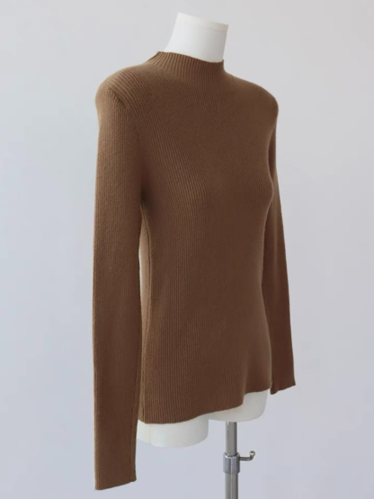 Emily High Neck Long Sleve Knit Top-The Black Bow-