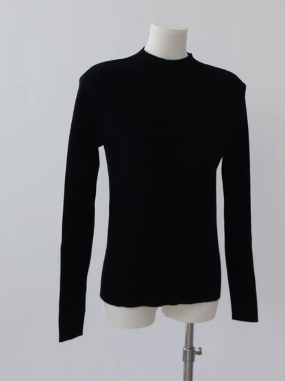 Emily High Neck Long Sleve Knit Top-The Black Bow-