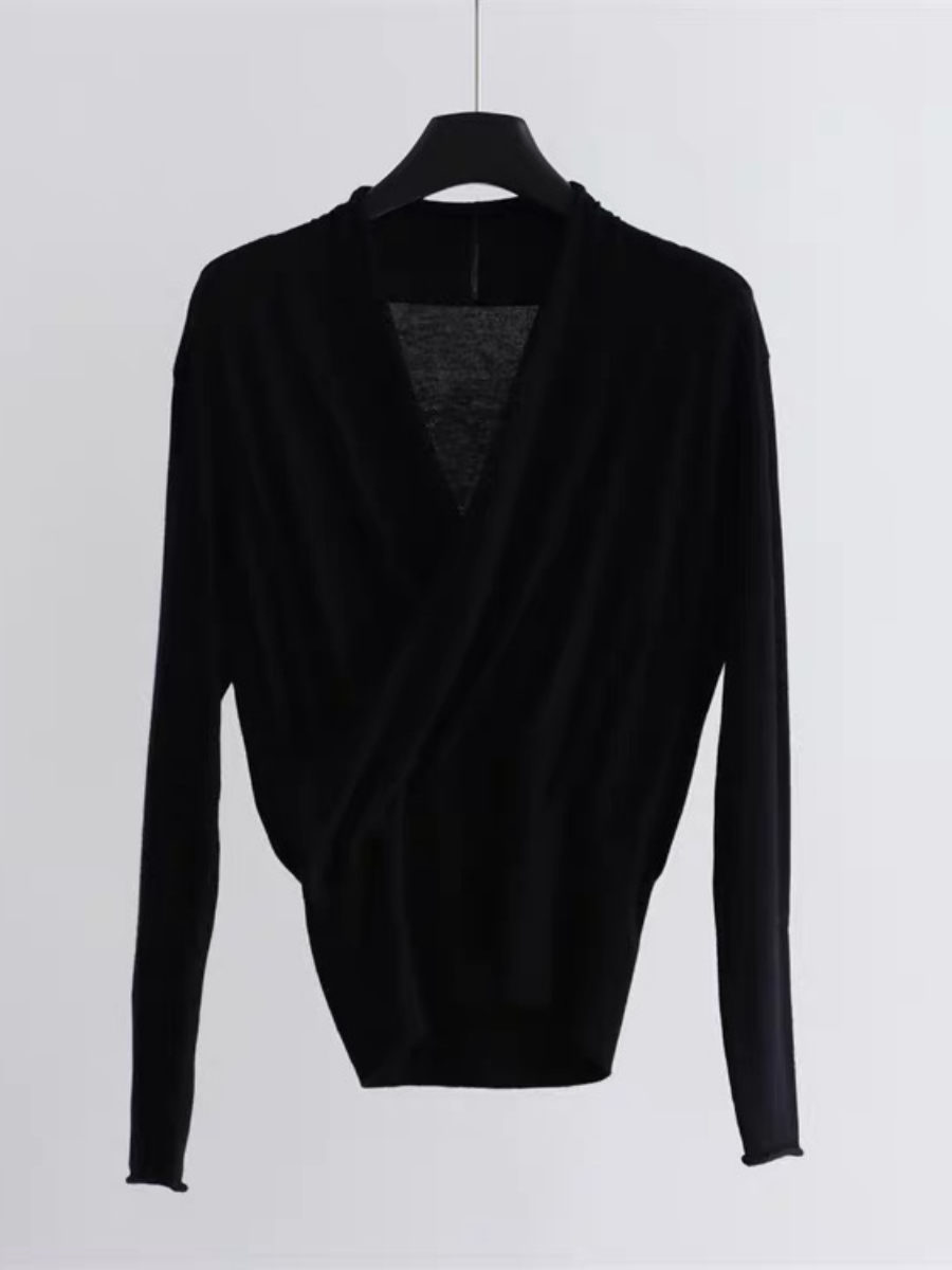 Eabha V-Collage Long Sleeve Top-The Black Bow-