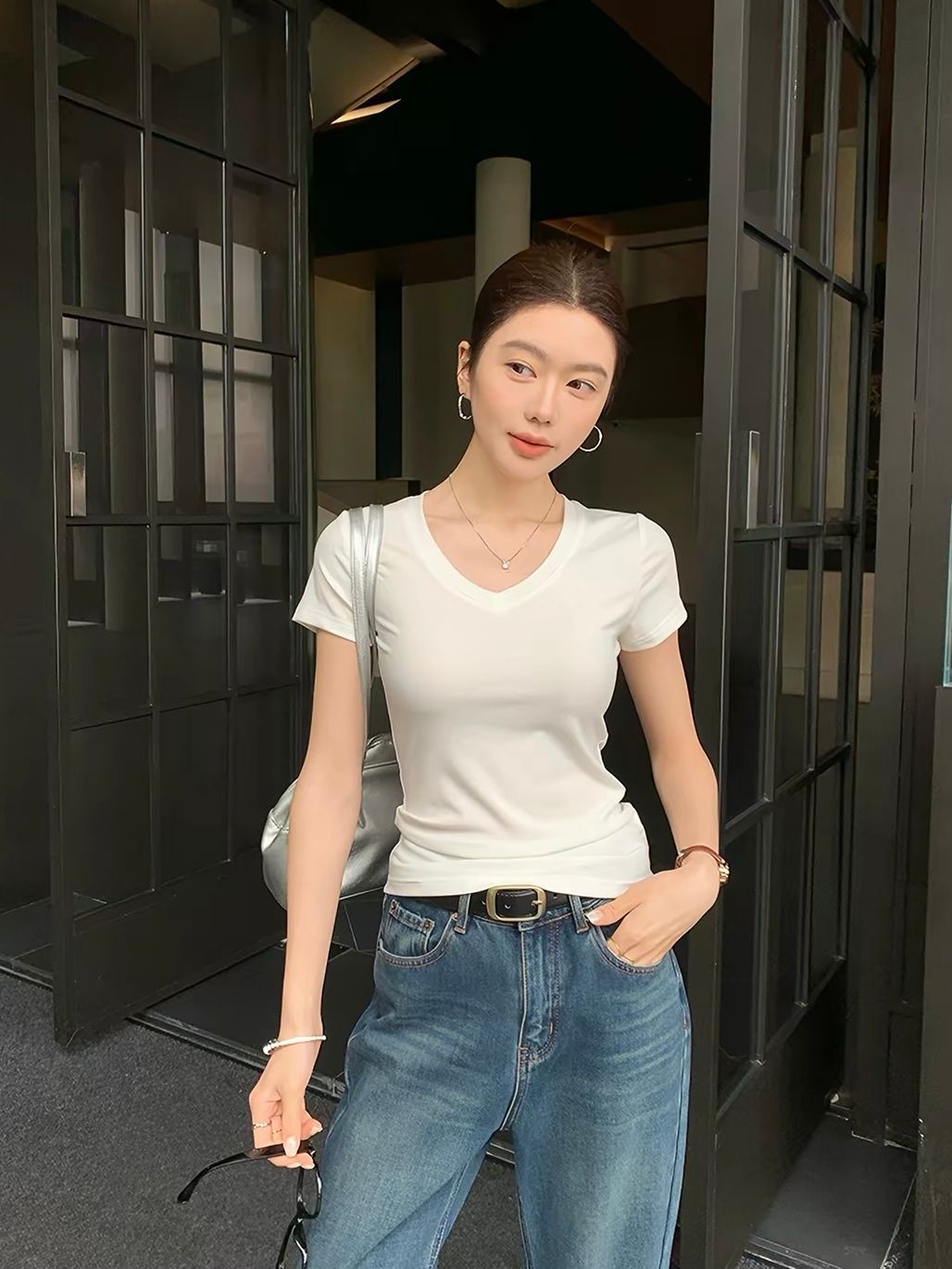 Dottie V-Neck Fitted Tee