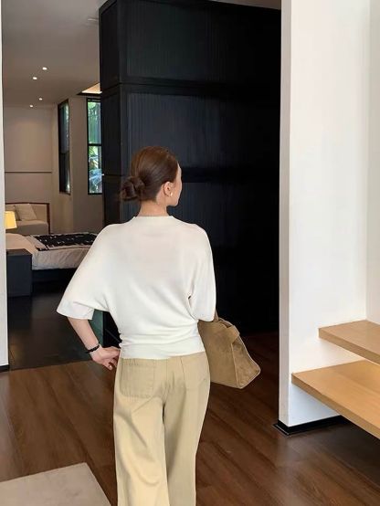 Dove Batwing-Sleeve Fine-Knit Top