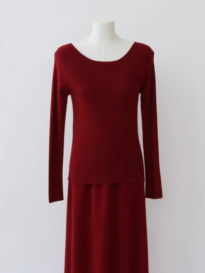 Esme Round Neck Long Sleeve Knit Top-The Black Bow-