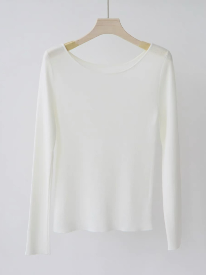 Esme Round Neck Long Sleeve Knit Top-The Black Bow-