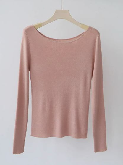 Esme Round Neck Long Sleeve Knit Top-The Black Bow-