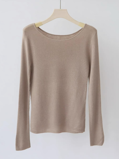 Esme Round Neck Long Sleeve Knit Top-The Black Bow-