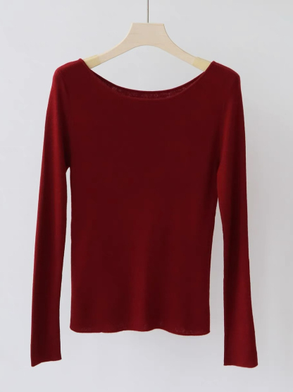 Esme Round Neck Long Sleeve Knit Top-The Black Bow-