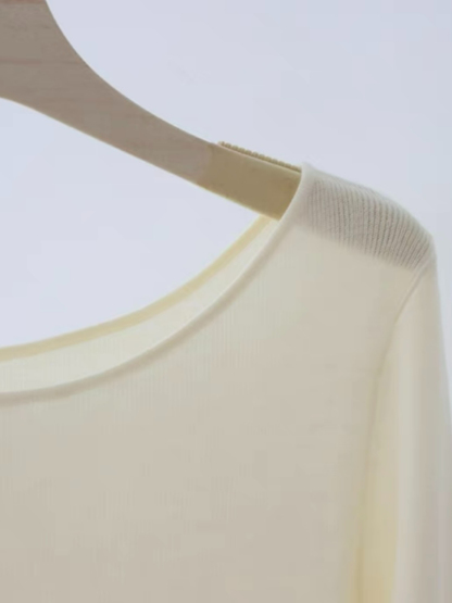 Esme Round Neck Long Sleeve Knit Top-The Black Bow-