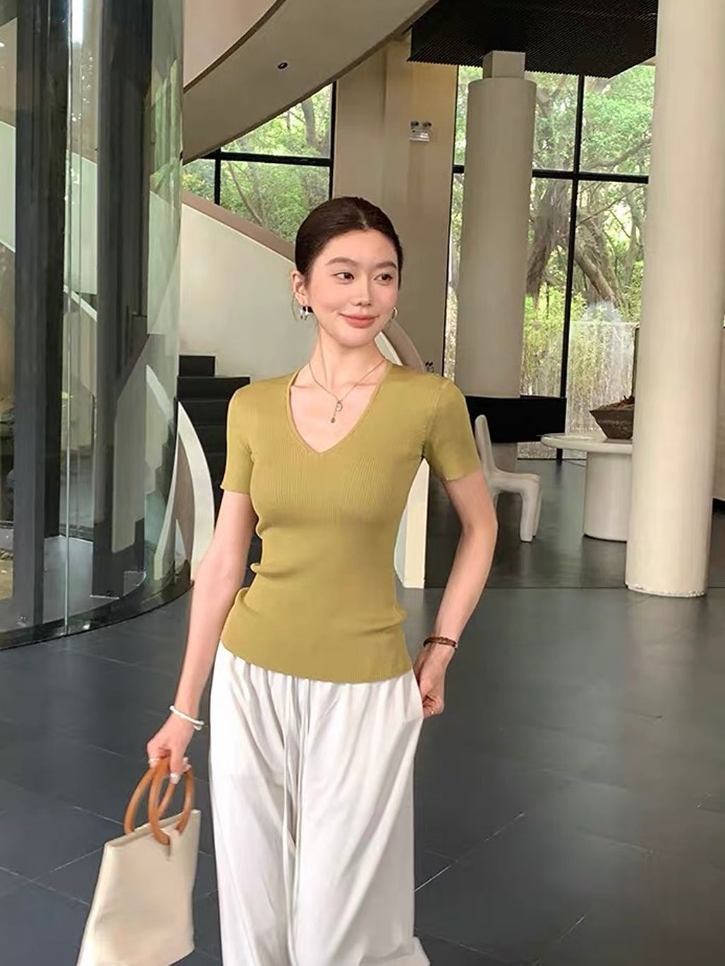 Daelyn V-Neck Lyocell Top