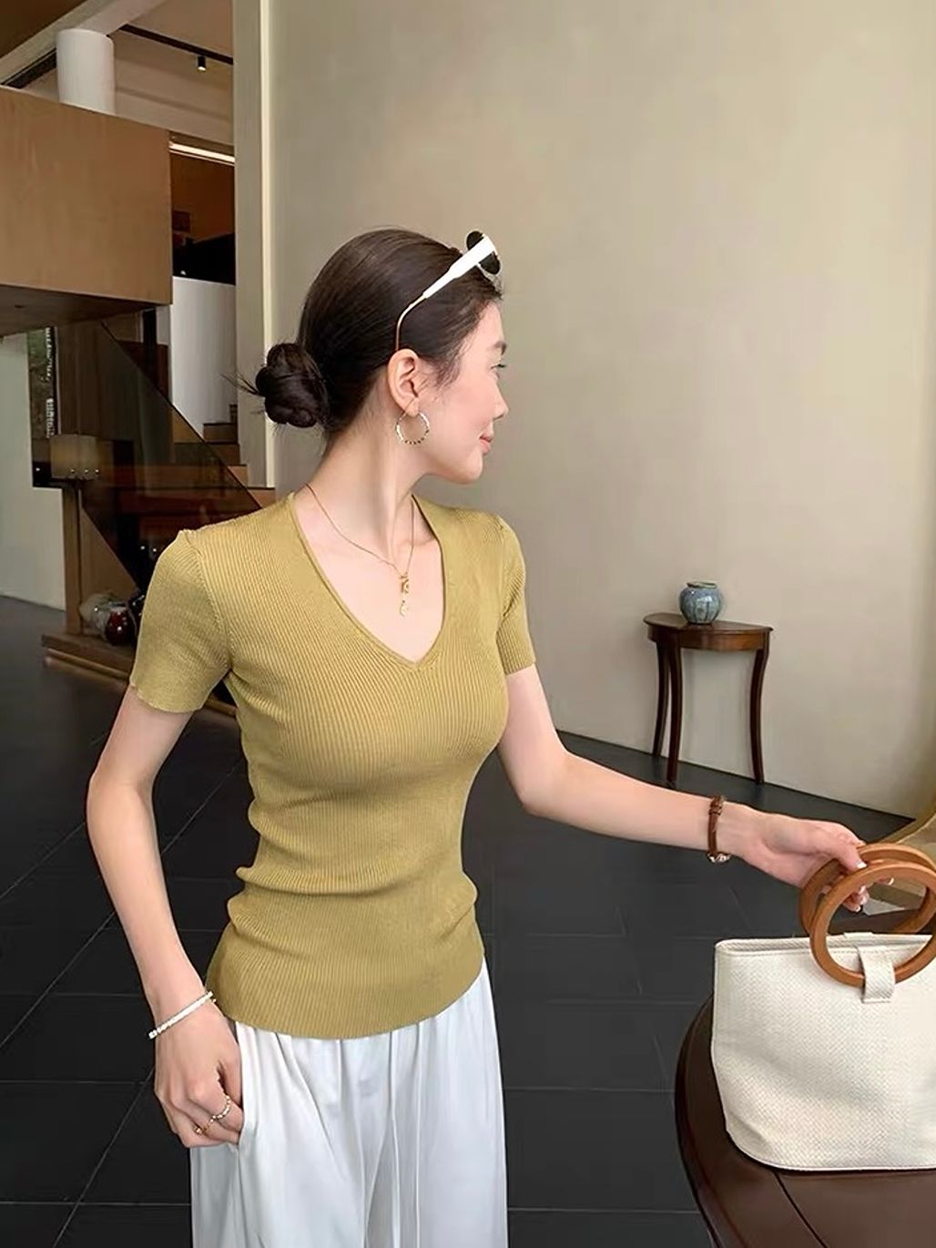 Daelyn V-Neck Lyocell Top