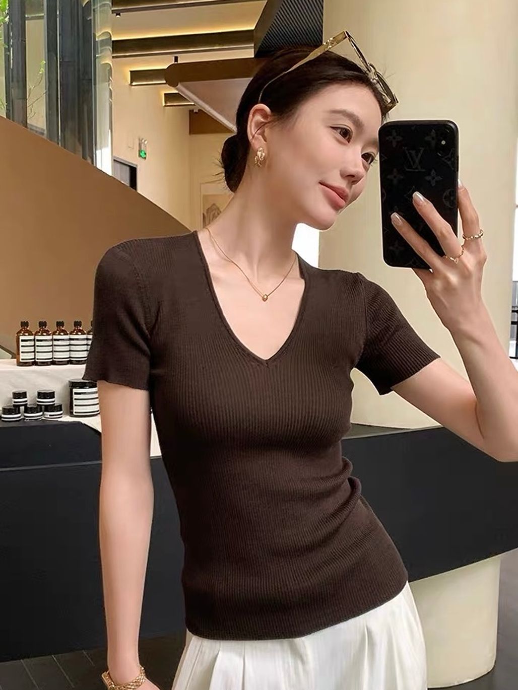 Daelyn V-Neck Lyocell Top