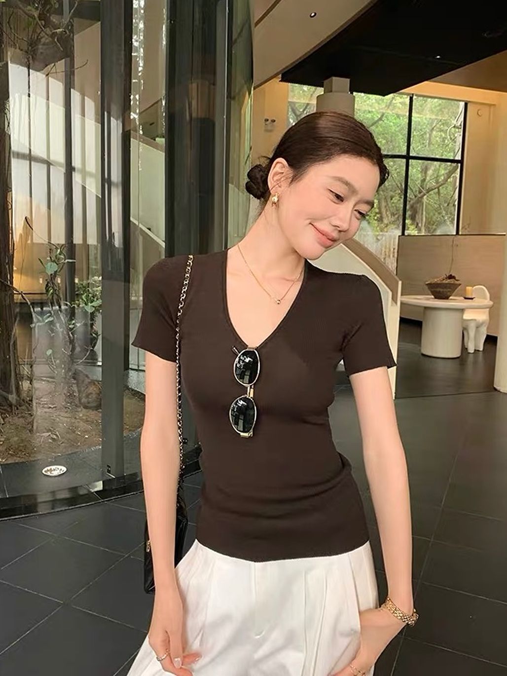 Daelyn V-Neck Lyocell Top